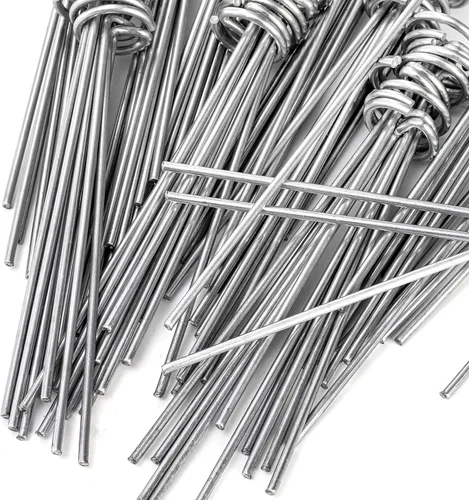 Miniatura 4 de Yesland Paquete de 100 pines superiores circulares de 6 pulgadas, calibre 11 de acero galvanizado antioxidante, estacas plateadas para jardín