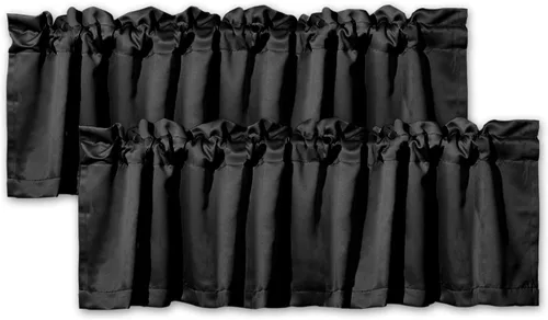 Miniatura 12 de 2 paneles de cenefas de cortina para ventanas, cenefas opacas de 52 x 18 pulgadas, cenefas decorativas con bolsillos para barra de 1.9 pulgadas