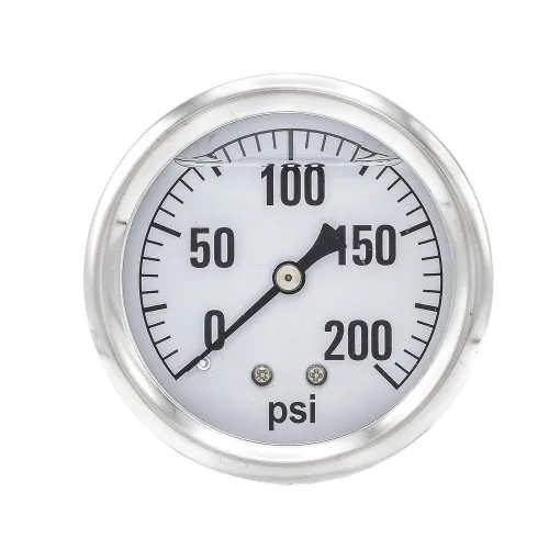 Miniatura 2 de PIC Gauges AG-202L-254G Medidor de presión de 0-200 PSI, dial de 2 1/2", conexión NPT macho de 1/4", montaje trasero central, escala única, relleno