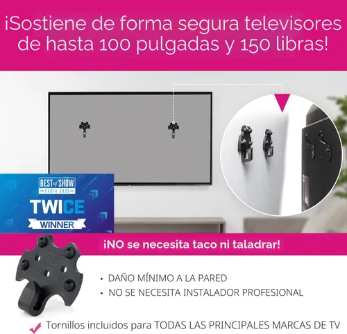 Miniatura 3 de HangSmart TV® - Soporte de pared sin montante, original y patentado, fácil instalación, bricolaje para televisores de 19 a 100 pulgadas, soporta