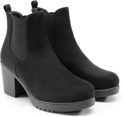 Miniatura 3 de DREAM PAIRS. FRE - Botines de tacón alto estilo Chelsea para mujer