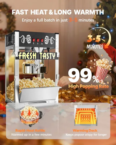 Miniatura 3 de Máquina comercial de palomitas de maíz de 32 onzas, máquina grande para hacer palomitas de maíz, máquina de palomitas de maíz para encimera de cine