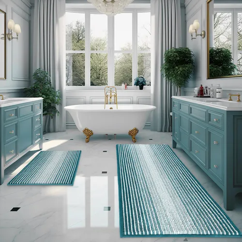 Miniatura 11 de BSICPRO Juegos de Alfombras y Tapetes para Baño, Juego de Alfombra de Baño de Felpilla Gruesa Absorbente de 2 Piezas Antideslizante, Tapetes Suaves
