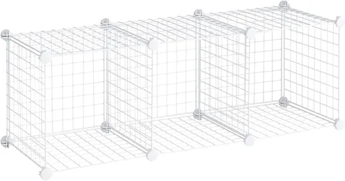 Miniatura 8 de Rubbermaid Juego de 3 cubos apilables de alambre de almacenamiento, fácil de montar, color blanco para armario/estantería/juguetes, organizador