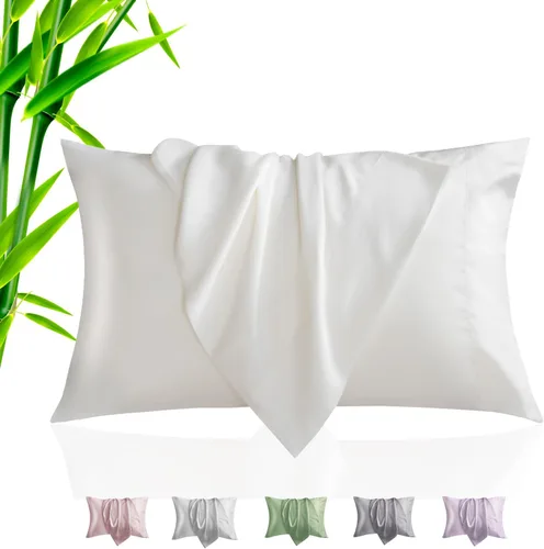 Miniatura 39 de Fundas de Almohada Tamaño Queen Paquete de 2, Fundas de Almohada de Rayón de Bambú Refrescantes con Cierre de Sobre, Fundas de Almohada Frescas