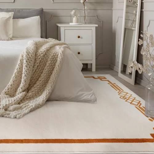 Miniatura 3 de Antep Rugs Babil Gold - Alfombra moderna con bordes de 6 x 9 pies, beige, 6 pies 7 pulgadas x 9 pies