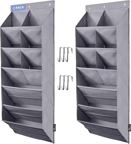 Miniatura 20 de FENTEC 1 paquete de organizadores de zapatos para colgar sobre la puerta, organizador de zapatos colgante con bolsillo profundo grande para zapatos
