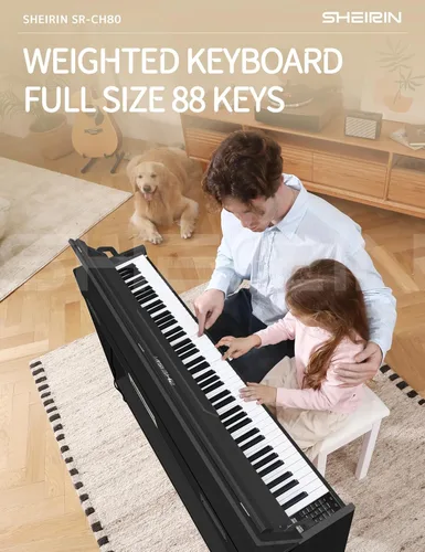 Miniatura 2 de Piano Digital 88 Teclas, Teclado Acústico Eléctrico Pedal de Tamaño Completo con Soporte, Acción de Martillo, para el Hogar, Músicos Principiantes