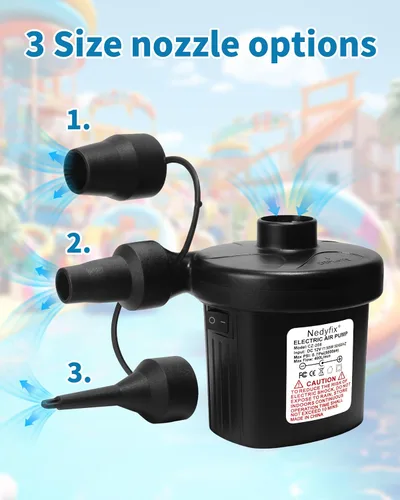 Miniatura 8 de Bomba de aire eléctrica inflable, bomba de inflado rápida portátil de 110 V AC/12 V CC con 3 boquillas, utilizada para barcos inflables, etc