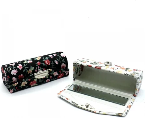 Miniatura 3 de SenseYo Estuche para lápiz labial floral para mujer, 4 piezas, con espejo, kit de almacenamiento de cosméticos, estuche de viaje de maquillaje