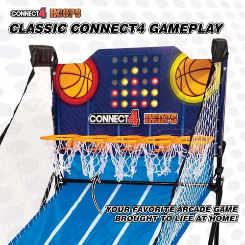 Miniatura 3 de EastPoint Connect4 Hoops - Juego de baloncesto arcade, azul, mediano, puntuación LED electrónica y juegos para niños, diseño interior plegable