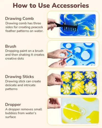 Miniatura 6 de JUPITEARTH Kit de pintura de mármol de agua de 52 piezas, artes y manualidades para niñas y niños, suministros de arte para niños de 3 a 5 años, 4 a