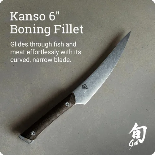 Miniatura 2 de Shun Kanso - Cuchillo para deshuesar y filetear de 6 pulgadas, cuchillo de deshuesado curvado japonés hecho a mano, hoja de acero inoxidable AUS10A