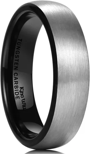 King Will Anillo de carburo de tungsteno para hombre, acabado mate, 0.079pulgadas, 0.157pulgadas, 0.236pulgadas, 0.315pulgadas, color negro Anillo