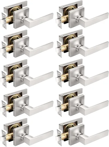Miniatura 24 de Mengico Paquete de 1 manija de puerta de paso interior negro mate, mango resistente sin bloqueo para puertas de armario y pasillo, reversible