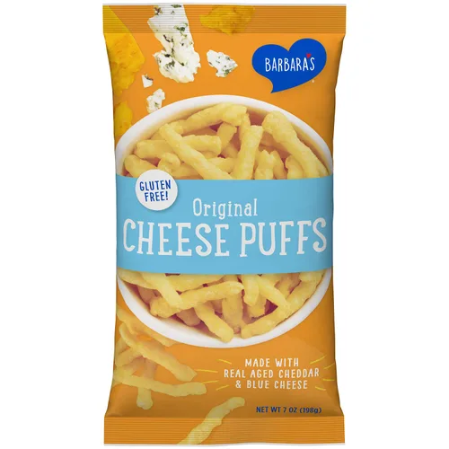 Barbara's Baked Original Cheese Puffs, sin gluten, queso envejecido real, bolsa de 7 onzas