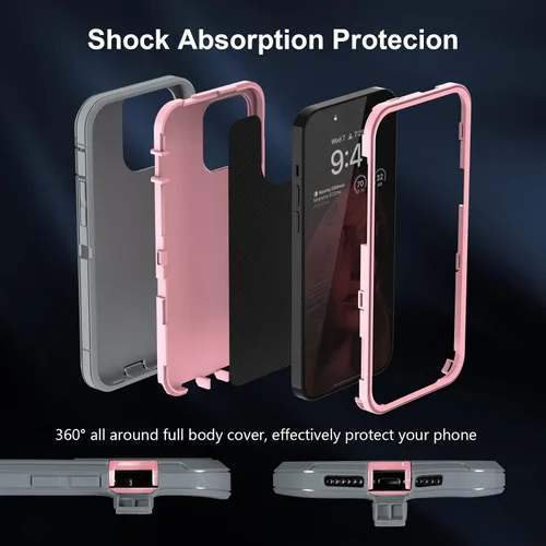 Miniatura 4 de Sansunto Funda para iPhone 14 Pro Max, Protección Completa del Cuerpo Resistente a Prueba de Golpes Grado Militar 3 en 1 Silicona de Goma con PC