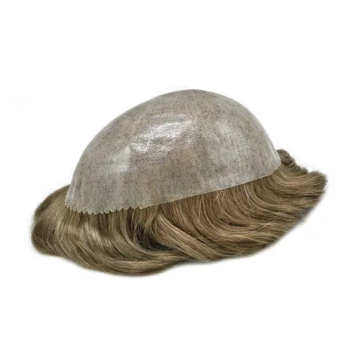 Miniatura 16 de Sistema de cabello humano tipo tupé para hombre, tupé gris, piezas de cabello completo de poliéster para hombres, tupé de inyección de poliuretano
