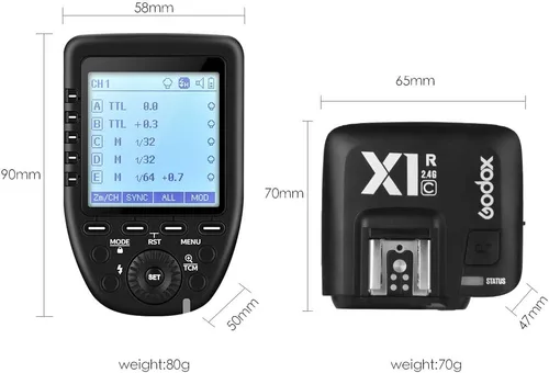 Miniatura 2 de Godox Xpro-C 2.4G X System TTL Transmisor de disparador de flash inalámbrico y 2 receptores controladores X1R-C compatibles con Canon Flash..