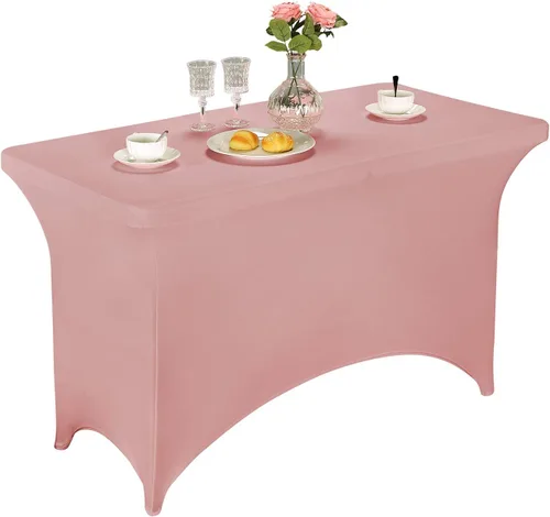 Miniatura 77 de LZY Cubierta de Mesa Elástica Ajustable de Spandex para Mesa Plegable de 6 pies, 4 pies o 8 pies, Mantel de Cóctel Rectangular, Perfecto para Champn