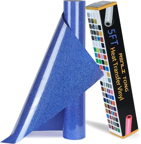 Miniatura 22 de RENLITONG - Vinilo para planchar azul lago, rollo de 12 pulgadas por 5 pies, vinilo de transferencia de calor HTV para camisetas, rollos HTV