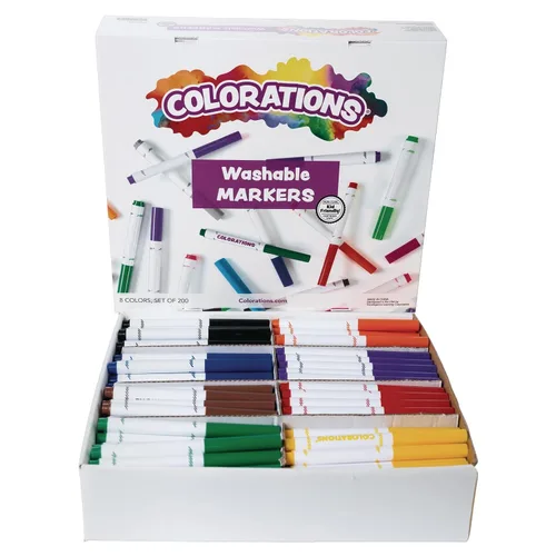 Colorations Marcadores clásicos, punta cónica, juego de 200, 8 colores llamativos, colorear, papel, niños, carteles, dibujo, colores llamativos,