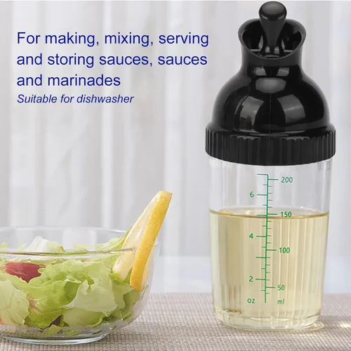 Miniatura 2 de Recipiente para aderezo de ensalada de 6.8 fl oz, botella mezcladora de aderezo de ensalada con tapa antigoteo para aderezos de ensalada, aceite