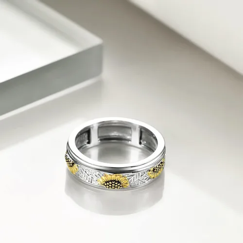 Miniatura 3 de POPLYKE Anillos giratorios giratorios de plata de ley para mujer, para aliviar el estrés, regalo