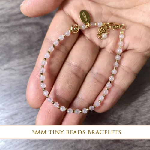 Miniatura 5 de Morchic - Pulsera ajustable de pulgadas para mujer, con mini cuentas de gemas naturales, serie de dijes de gemas de energía, regalo de cumpleaños