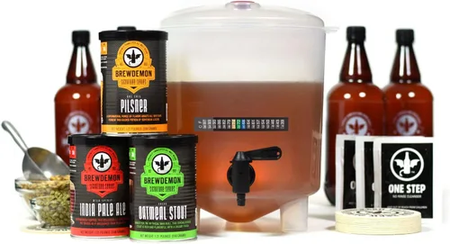 Kit de cerveza premium con botellas: fermentador cónico elimina los sedimentos y hace una cerveza casera de gran sabor - Recetas Pilsner, Stout e