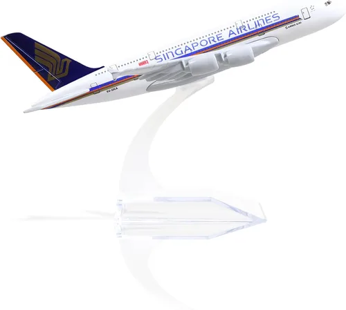 Miniatura 7 de 1/400 Francia A380 Modelo Avión Modelo Metal Diecast Kit de modelo de avión para Airbus A380 (5.5 pulgadas L) con soporte de avión de exhibición E.