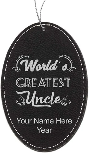 Miniatura 7 de LaserGram Adorno de Navidad personalizado, el tío más grande del mundo, piel sintética, idea de regalo personalizada grabada con láser
