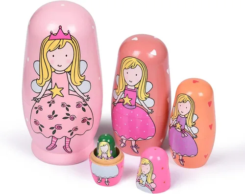 Miniatura 18 de Muñecas rusas "matrioskas", 5 unidades, 15 cm de alto, diseño de animales, huevos de Pascua, juguetes de anidación, muñecas de madera hechas a mano