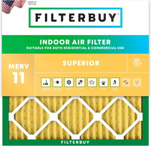 Miniatura 15 de Filterbuy Filtro de aire 8x14x1 pulgadas MERV 11 Defensa Superior contra Mascotas y Alergias (Paquete de 1), Filtros de Repuesto Electrostáticos