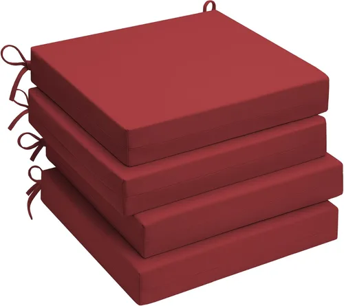 Miniatura 13 de UNIKOME Cojines para sillas de exterior, resistentes al agua, con lazos, relleno de esponja de alta densidad, cojines de asiento cuadrados