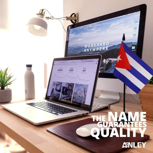 Miniatura 2 de Anley Juego de banderas de escritorio Cuba Deluxe – Bandera de escritorio cubana miniatura de 6 x 4 pulgadas con poste sólido de 12 pulgadas