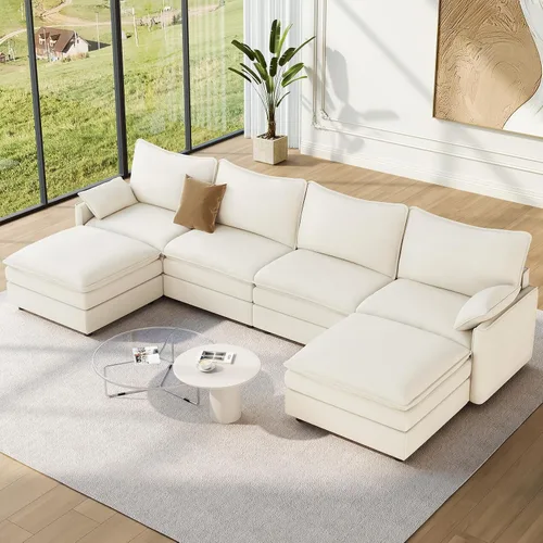 Miniatura 104 de Vesgantti 2 Piece Loveseat & 3 Seater Sofa Set, Modular Cloud Couch, Beige