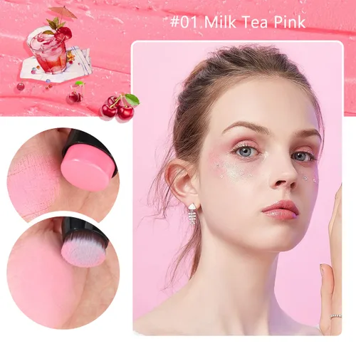 Miniatura 6 de LOKFAR Rubor en barra en crema para mejillas – Rubor de maquillaje múltiple 2 en 1 con pincel para tinte de mejillas, ojos y labios, textura en #01