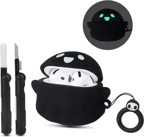 Funda para AirPods 4 2024 con kit de limpieza, [Eye can Glow in the Dark], fundas lindas de fantasma de anime para AirPods serie de 4ª generación,
