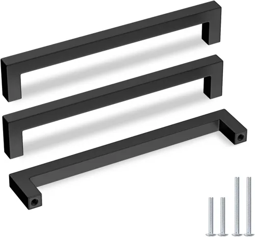 Miniatura 8 de Goldenwarm 1 paquete de tiradores de gabinete negros de 3 pulgadas, tiradores de cajón para gabinete de cocina, manijas negras para cómoda, acero