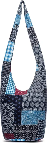 Miniatura 41 de Bolsa de hombro para mujer, de lona en estilo hippie/bohemio para llevar cruzada al hombro, disponible en diferentes colores y estampados