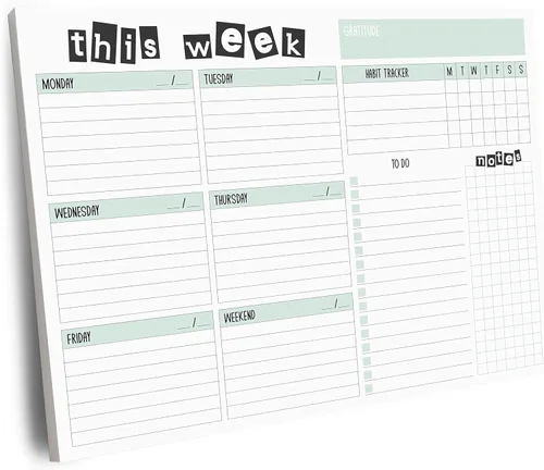 Miniatura 9 de Bloc de agenda semanal, 52 hojas tamaño carta desprendibles, 8.5” x 11” agenda semanal sin fecha, planificador de escritorio, bloc de notas
