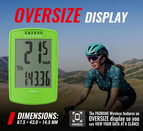 Miniatura 2 de CATEYE Computadora Inalámbrica para Bicicleta Padrone – Ciclocomputadora con Pantalla de Gran Tamaño, Velocímetro y Odómetro Inalámbricos, Montaje