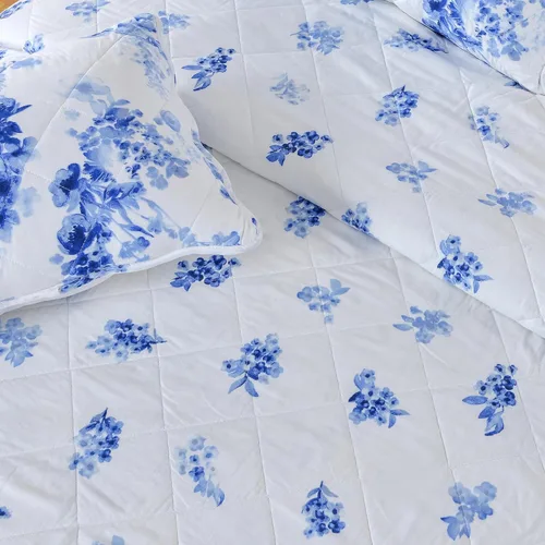 Miniatura 3 de Great Bay Home - Juego de colcha floral tamaño Full/Queen con fundas, juego de ropa de cama azul floral, para todas las estaciones, colcha ligera 06