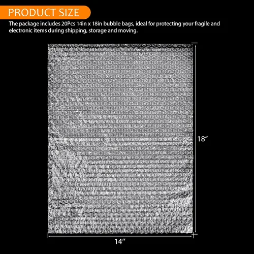Miniatura 2 de 20 bolsas transparentes de burbujas, bolsas grandes de burbujas de 14 x 18 pulgadas para envío, doble bolsa de amortiguación de burbujas a prueba