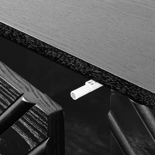 Miniatura 7 de Henf Mesa consola moderna de 47.2 pulgadas, diseño ondulado, mesa de entrada con 3 cajones y 3 estantes ajustables, mesas de sofá de madera