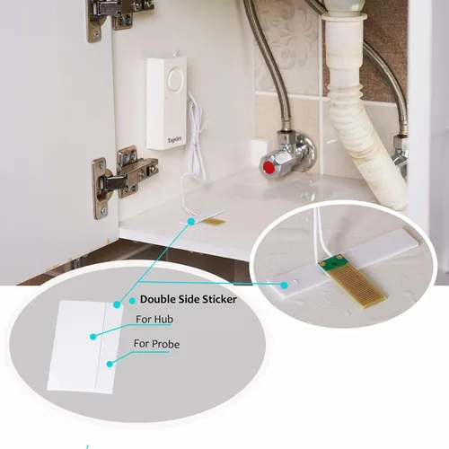 Miniatura 3 de Detector de fugas de agua, sirena fuerte de 120 dB, alimentado por batería de 9 V (no incluida), sensor de alarma para calentador de agua de sótano