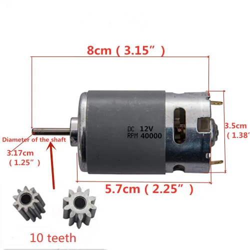 Miniatura 3 de 2 unids Universal 550 40000RPM Motor eléctrico RS550 12V Motor Drive Accesorio para RC coche niños paseo en juguetes piezas de repuesto