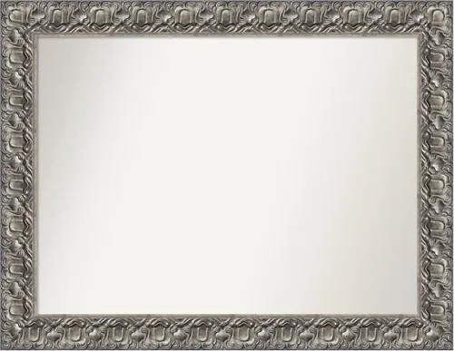 Miniatura 173 de Amanti Art Espejo de baño plateado para sobre fregadero, 26 x 26 pulgadas, espejo cuadrado de níquel pulido, marco de madera tradicional mediano, se