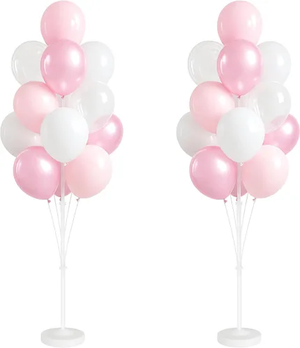 Miniatura 22 de Kit de columna de globos para piso: juego de 2 soportes para globos, con globos cromados metálicos negros y dorados, base y poste, decoración